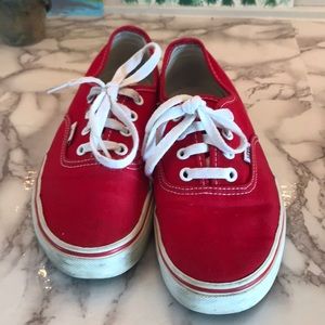 Red Vans with laces